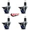 Service Caster 3'' Blue Poly Swivel 1-5/8'' Expanding Stem Caster Set with Brake, 4PK SCC-EX20S314-PPUB-BLUE-PLB-158-4 - alternate 3